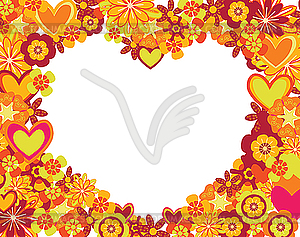 Heart of flowers as frame - color vector clipart