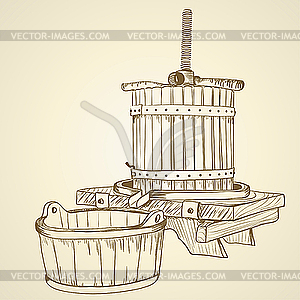 Old wine press - vector clipart / vector image