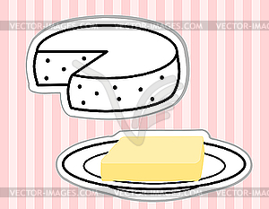 Butter and cheese - vector clipart