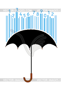 Umbrella and barcode - vector clipart