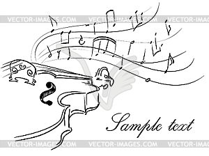 Violin and notes - vector image