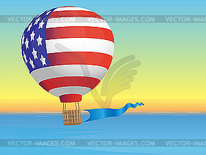 Воздушный шар и море - векторное изображение клипарта