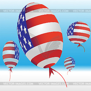 Balloons and US flag - vector image