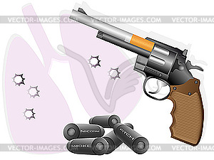 Cigarette and revolver - vector image