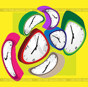 Deformed color clocks - vector clipart / vector image