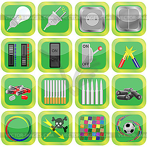 Set of green icons - vector EPS clipart