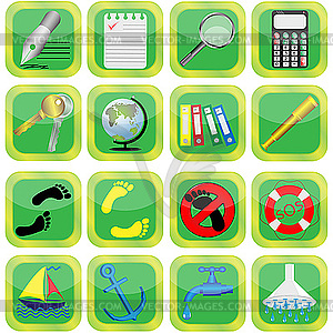 Set of green icons - vector image