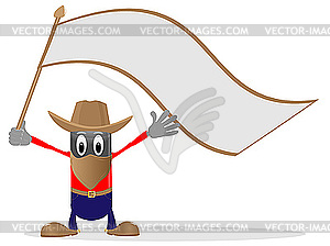 Cowboy and flag - vector image