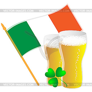 Irish flag and beer - vector clipart