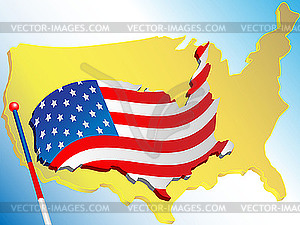 Флаг и карта США - векторное графическое изображение