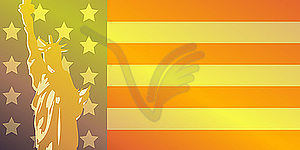 US Flag and Statue pf Liberty - royalty-free vector image