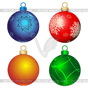 Four color Christmas balls - vector clip art