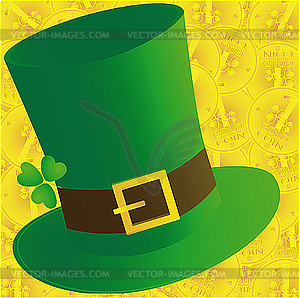 Green hat and coins - vector clipart