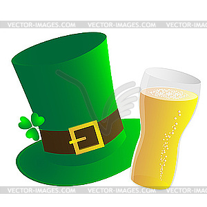 Hat and beer - vector clip art