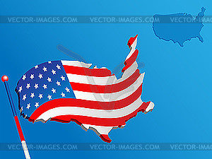 Map and flag USA - vector clipart