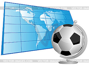 Word map and soccer ball as globe - vector image