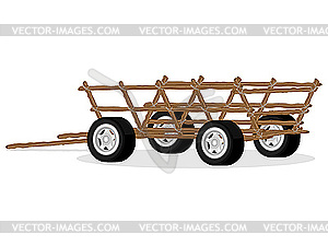 Old cart with new wheels - vector clip art