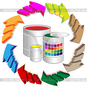 Paints and arrow - vector image