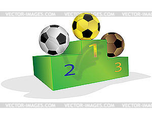 Sport podium and soccer balls - stock vector clipart