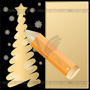 Pencil and Christmas tree - vector image