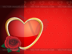 Red rose and heart - vector image