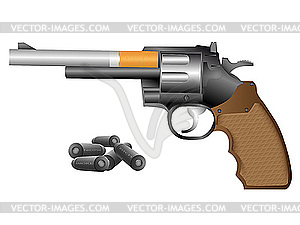 Revolver and cigarette - vector clip art