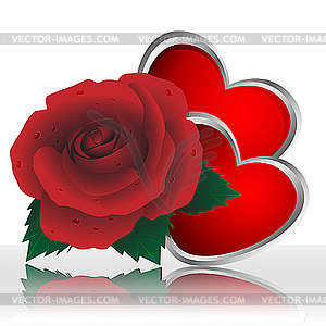 Rose and hearts - vector clip art