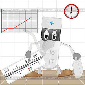 The doctor and thermometer - color vector clipart