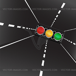 Traffic light and road - vector clipart