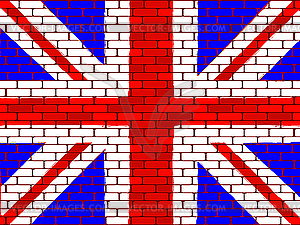 Flag of Great Britain on brick wall - vector image