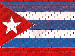 Flag of Cuba on brick wall - vector image