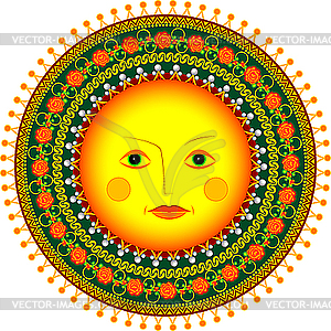 Солнце в русском народном стиле - изображение в векторе