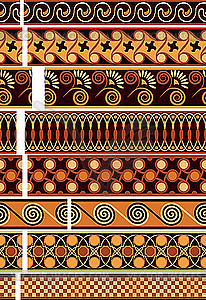 Бесшовные греческие орнаменты - векторизованное изображение клипарта