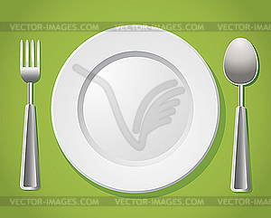 Plate with spoon and fork - vector image