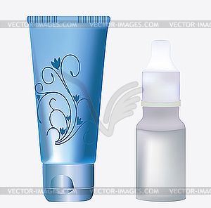 Bottles of cosmetics - vector clipart