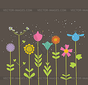 Black floral card - vector clip art