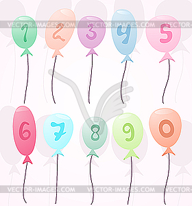 Воздушные шарики с цифрами - стоковое векторное изображение