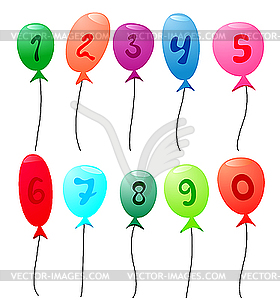 Air balloons with numbers - vector clipart