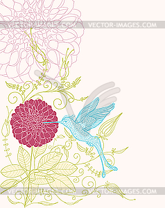 Hummingbird getting nectar - vector image