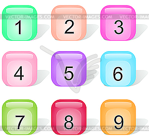 Set of glossy buttons with numbers  - vector clipart