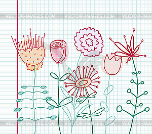 Childlike flowers - vector clipart