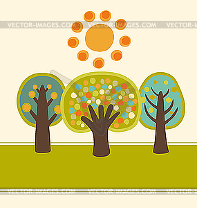 Trees and sun - vector image
