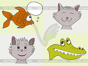 Cartoon funny animals - vector clipart