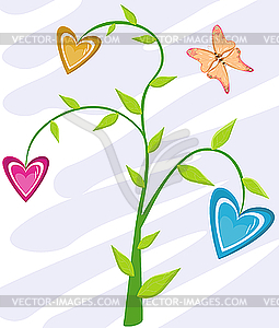 Floral card with butterfly - vector clipart