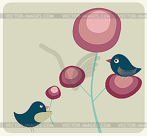 Greeting card with birds - vector image