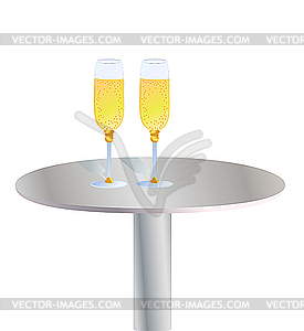 Glasses of champagne on the table - vector clipart