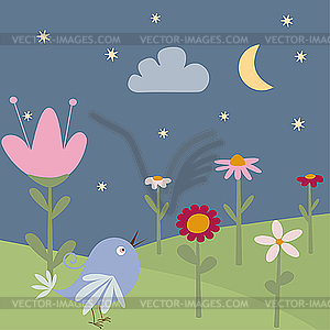 Greeting card with bird - vector clip art