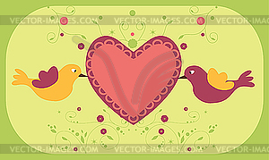 Greeting card with birds - vector clipart