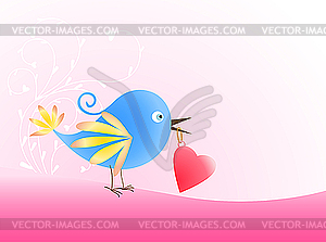 Greeting card with bird - vector image