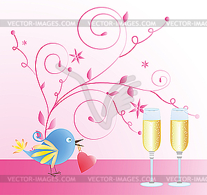 Greeting card with bird - vector clipart